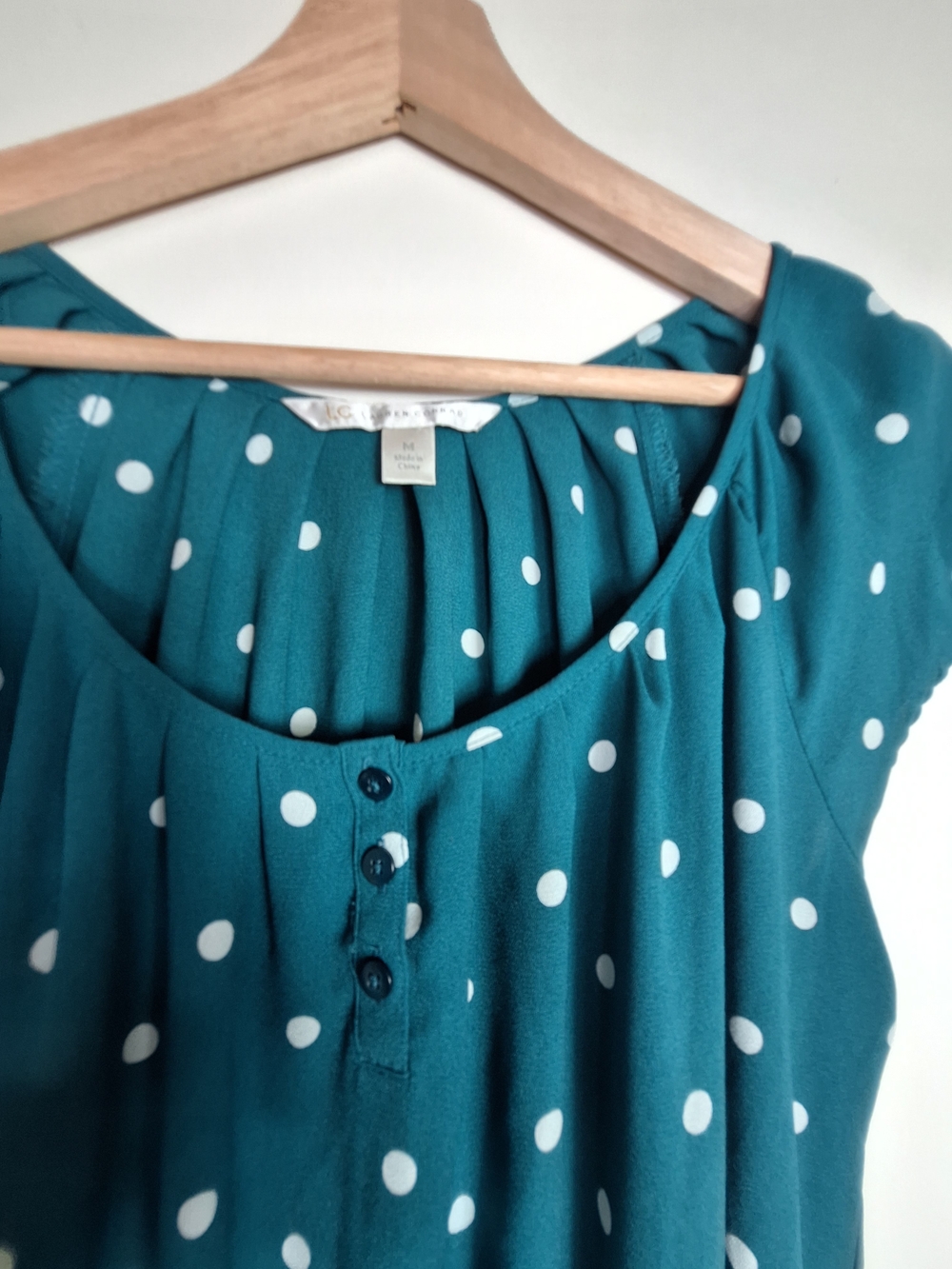 Lauren Conrad Teal Polka Dot Midi Dress with Elastic Waist - Size M - Picture 5 of 6